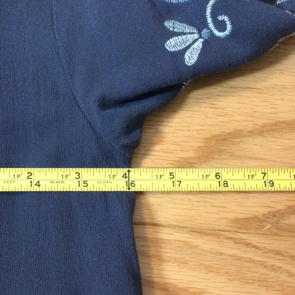 S Knox Rose Embroidered Navy Boho Midi Dress with Tassel Tie - Picture 10 of 14